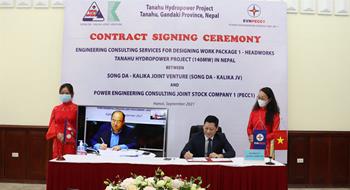 Virtual Contract Signing Ceremony for the Engineering Consulting Services for Designing works - Package 1 – Headworks – Tanahu Hydropower project (140MW) in Nepal.